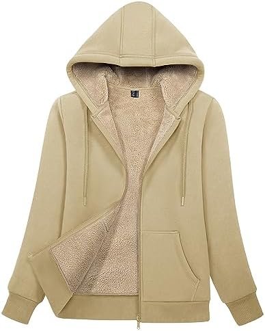 MAGCOMSEN Womens Zip Up Hoodies Sherpa Lined Fleece Thermal ...