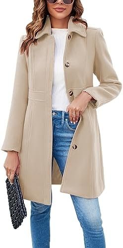 Fisoew Women's Elegant Single Breasted Coat Long Sleeve Mid ... Fisoew Women's Elegant Single Breasted Coat Long Sleeve Mid ...