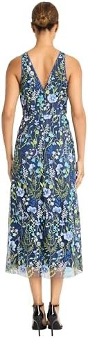 Maggy London Women's Garden Embroidered Mesh Halter Midi Dre...