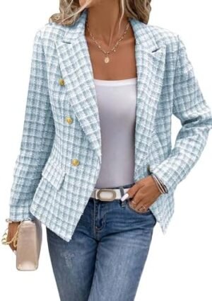 2025 Women's Spring Tweed Blazer Plaid Fashion Slim Fully-Li... 2025 Women's Spring Tweed Blazer Plaid Fashion Slim Fully-Li...