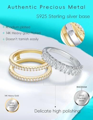 Moissanite Ring Sets for Women Band Stackable D Color VVS1 C...