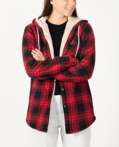 ZENTHACE Women's Sherpa Lined Plaid Flannel Jacket Button Do...