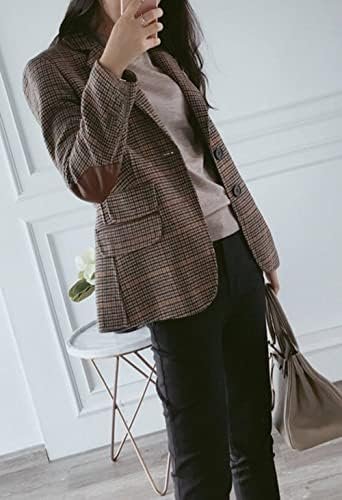 CHARTOU Women's Chic Lapel Collar Plaid 2-Button Business Wo...