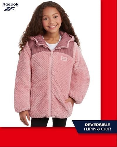 Reebok Girls' Reversible Puffer Jacket - Quilted Winter Coat...