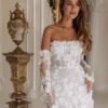 Women's Short Wedding Dresses with Detachable Sleeves Flower...