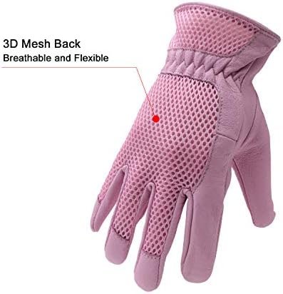 HLDD HANDLANDY Pigskin Leather Women Gardening Gloves, Stret...