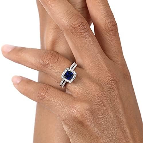 Gem Stone King 1.52 Cttw Blue Created Sapphire and Moissanit...