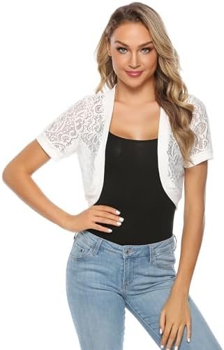 Totatuit Womens Short Bolero Shrugs for Dresses Open Front S...