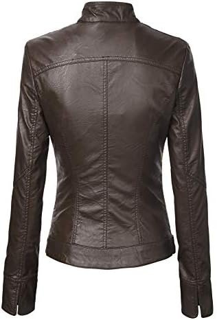 Lock and Love Women's Faux Leather Moto Biker Jacket Coat wi...