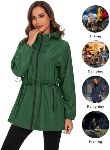 TCOT Rain Jackets for Women Waterproof Packable Hooded Rain ...