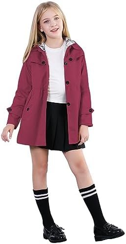 Betusline Girl's Single Breasted Trench Coat Dress Coat Oute...