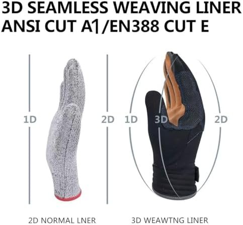 Work Gloves Leather Mechanic Touchscreen Working Constructio...