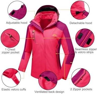 MAGCOMSEN Women's 3-in-1 Winter Coats Snow Ski Jacket Waterp...