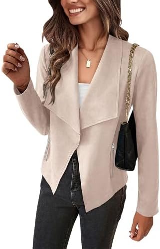 PRETTYGARDEN Women's Faux Suede Jackets 2025 Spring Fall Clo...