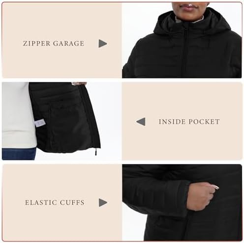 Plus Size Women's Packable Puffer Jacket 1X-6X Water-Resista...