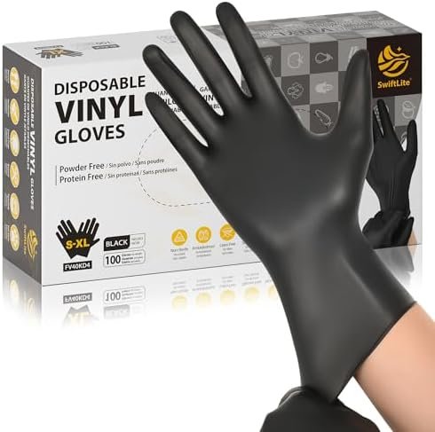 Black Vinyl Gloves, Food Grade Gloves Disposable Latex Free ...