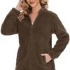 MAGCOMSEN Women Sherpa Jacket Full Zip Fuzzy Teddy Coat with...