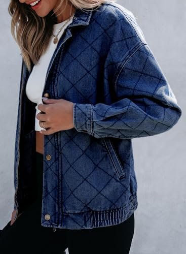 Sidefeel Women's Jean Jacket Long Sleeve Zimbaplatinum Overs...