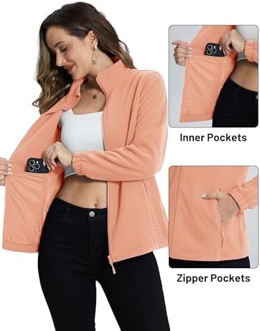 TACVASEN Women's Soft Fleece Jacket Lightweight Full Zip Swe...