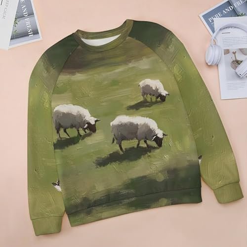Womens Funny Sheep Sweatshirt Long Sleeve Lambs Printed Crew...
