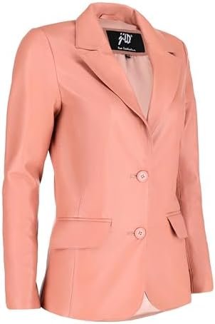 Jild Classic 2-Button Lambskin Leather Blazer Women - Casual...