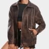 Women's Faux Leather Jackets Long Sleeve Zipper Oversized Mo...