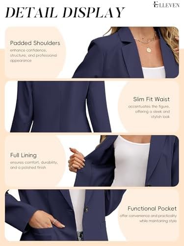 ELLEVEN Women's Blazer Business Casual Lightweight Suit - Lo...