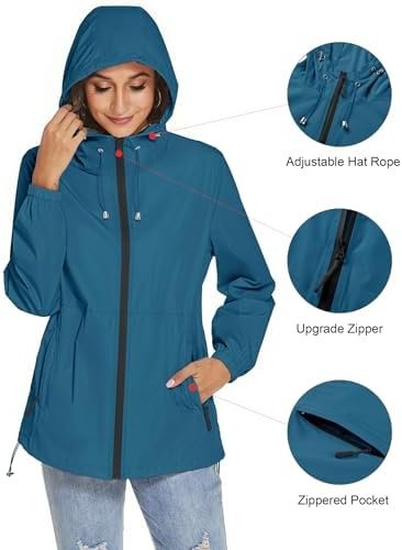TCOT Womens Rain Jackets Waterproof Windbreaker Jackets ligh...