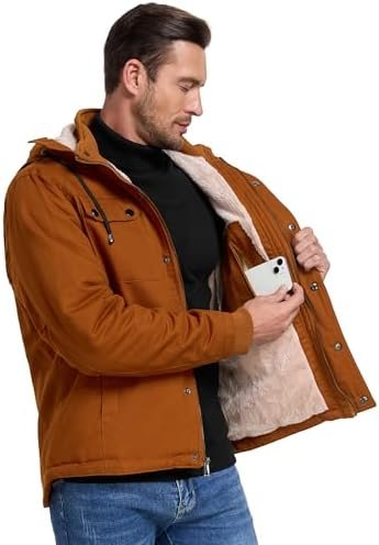 CHEXPEL Mens Fall and Winter Utility Jacket Relaxed Fit Work...