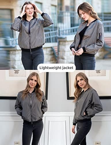 Zeagoo Women's Bomber Jacket Casual Coat Zip Up Outerwear Wi...