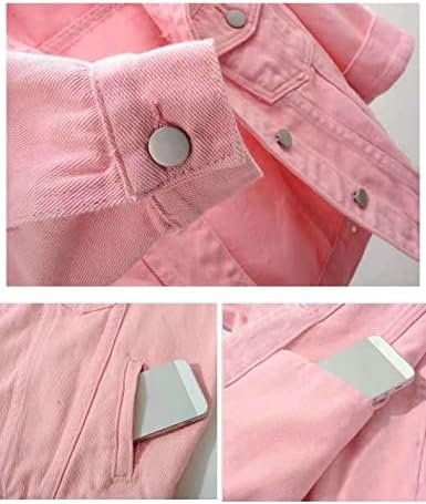Unilexi Women's 3/4 Sleeve Colored Cropped Denim Jacket Ligh...