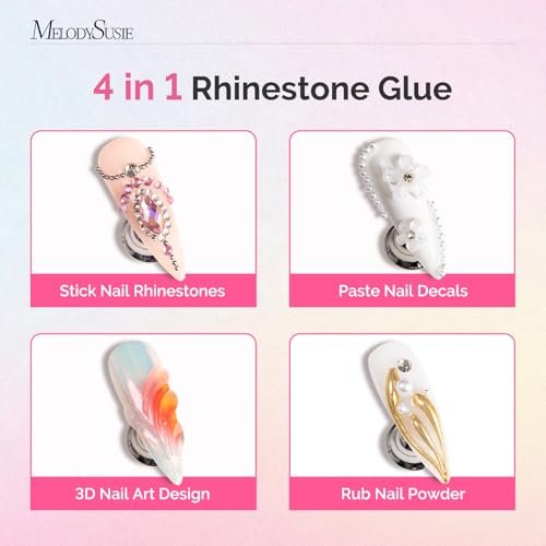 MelodySusie 2Pcs Nail Rhinestone Glue, 3D Gel Nail Art Desig...