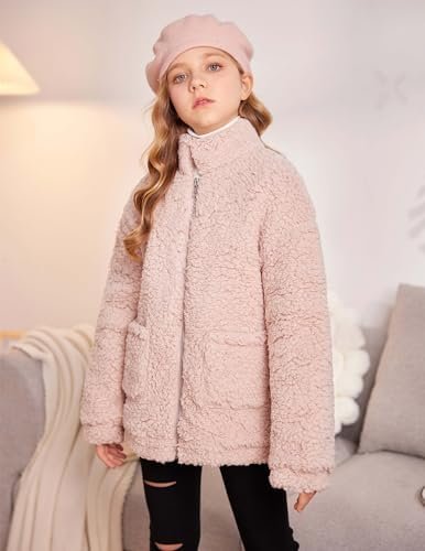 Arshiner Girls Full Zip Fleece Jacket Sherpa Outwear Coat Fa...