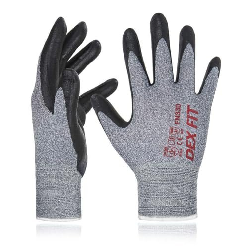 DEX FIT Nitrile Coated Work Gloves FN330-3D-Comfort Stretchy...