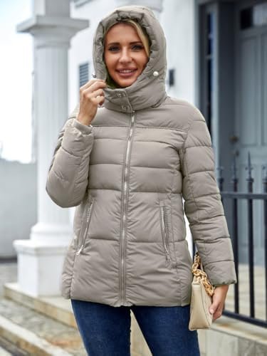 Puffer Jacket Womens Winter Coat with Hood Warm Lightweight ...