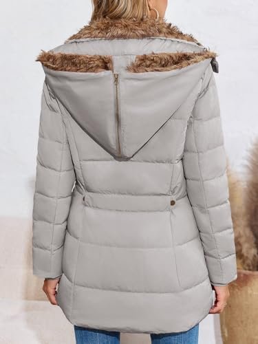 Remikstyt Womens Coats Winter Zipper Hooded Faux Fur Inside ...