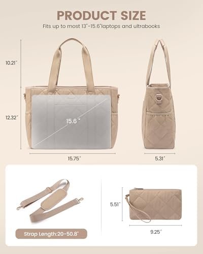 LOVEVOOK Tote Bag for Women, Quilted Puffer 15.6 Inch Laptop...
