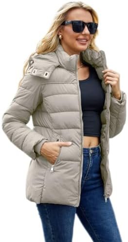 Puffer Jacket Womens Winter Coat with Hood Warm Lightweight ... Puffer Jacket Womens Winter Coat with Hood Warm Lightweight ...