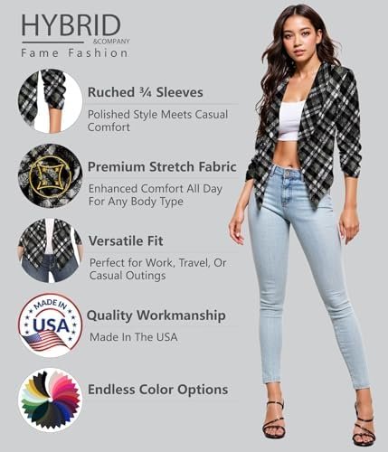 Hybrid & Company Women's Casual Work Office Blazer Jacket Op...