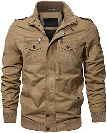 CRYSULLY Men's Spring Fall Casual Windbreaker Jacket Cargo S...