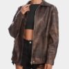 Women's Faux Leather Jackets Long Sleeve Zipper Oversized Mo...