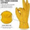 Leather Work Gloves for Men & Women, Reinforced Durable Gard...