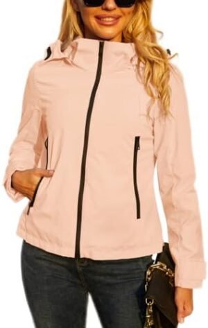 Lightweight Jacket Womens Trench Coat Waterproof Long Sleeve... Lightweight Jacket Womens Trench Coat Waterproof Long Sleeve...
