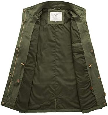 WenVen Women's Casual Military Jacket Cotton Stand Collar Ut...