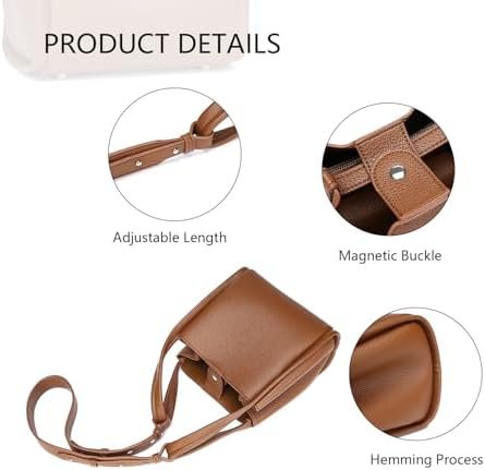 Leather Tote Bag Slouchy Handbag with Zipper Stylish for Wom...