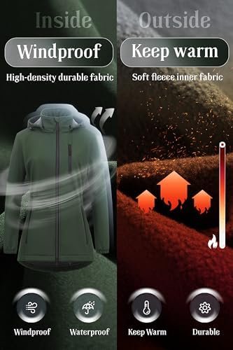 Chrisuno Women's Lightweight Long Softshell Fleece Lined Jac...