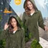 Bloggerlove Rain Jacket for Women Waterproof with Hood Trech...