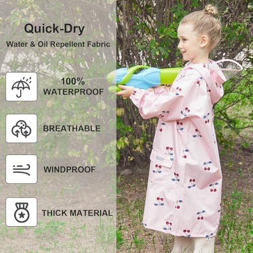 Toddler Kids Raincoat Boys Girls Rain Jacket Waterproof Rain...