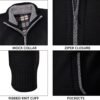 Mylldey Mens Sweater Cardigan Full Zip Knitted Long Sleeve S...