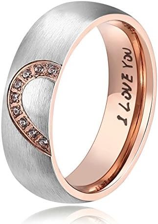 ANAZOZ His & Hers Real Love Heart Promise Ring Stainless Ste...